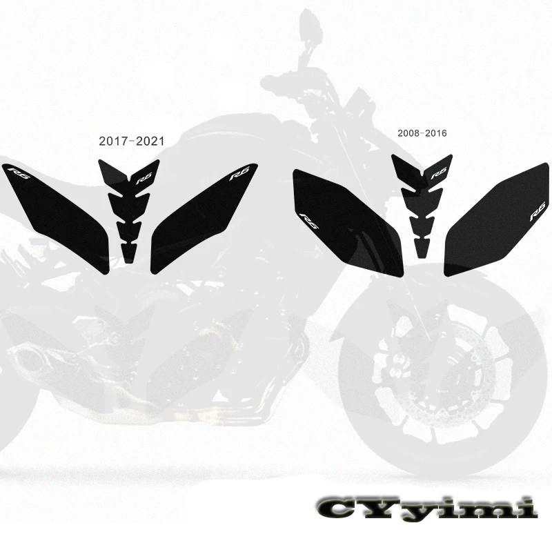 Per Yamaha Yzfr6 Yzf-R6 Moto Antiscivolo Tank Pad Side Gas Knee Grip Traction Pads Protector Sticker