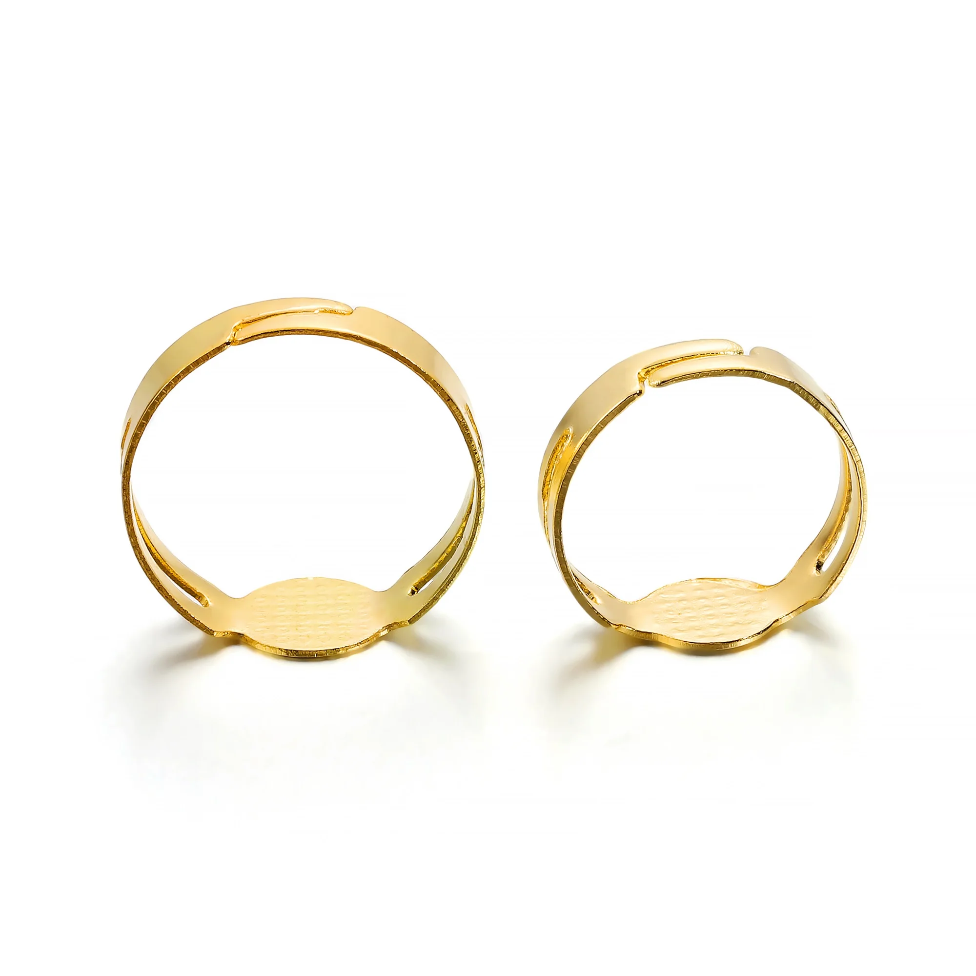 Gold Plated Adjustable Ring Settings for DIY Jewelry Making - 40 Pieces