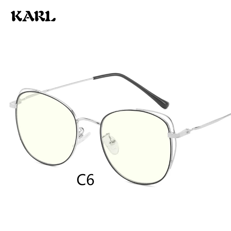 Silver frame black Computer Glasses Frame Eyewear Anti Blue Light Round Cat Eye Glasses Blue Light Glasses Women Anti Radiation Screen Eyeglasses - Цвет оправы: Silver frame black