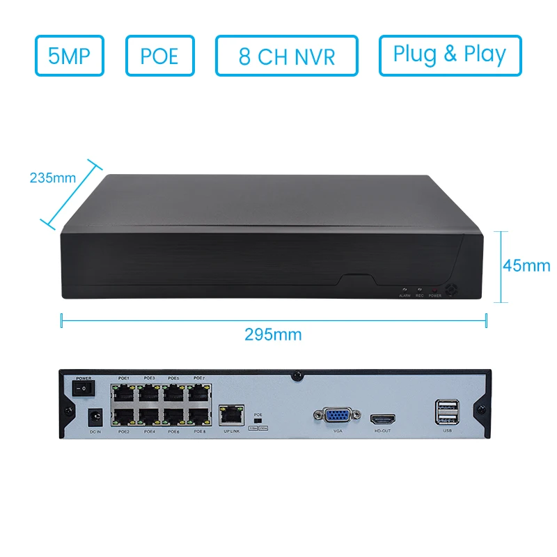 Сетевой видеорегистратор Keeper H.265 8CH POE 5MP сетевой HD для безопасности IP-камеры P2P ONVIF