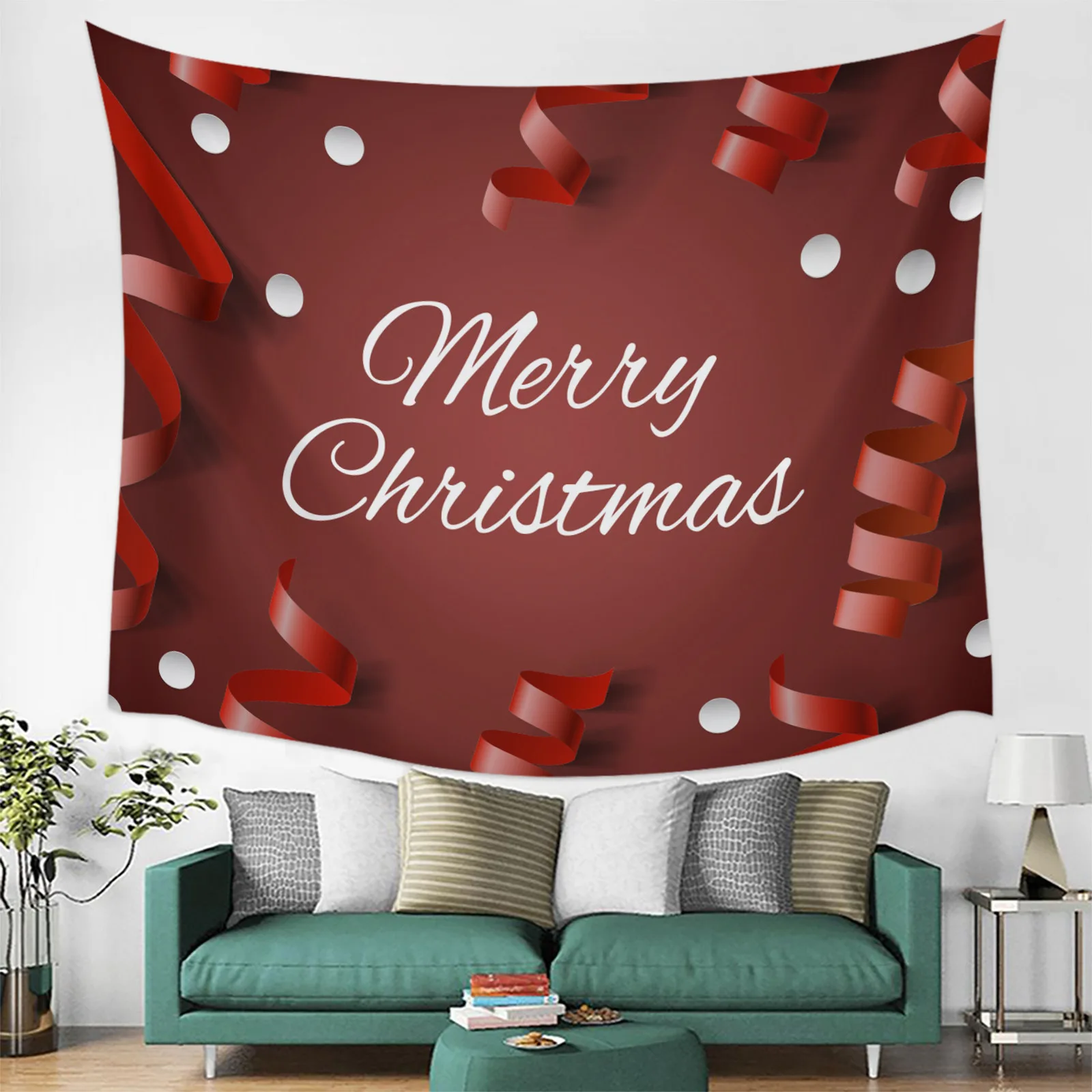 

Nordic new Christmas tapestries network red live background cloth 3d digital hanging cloth bedroom decorative cloth