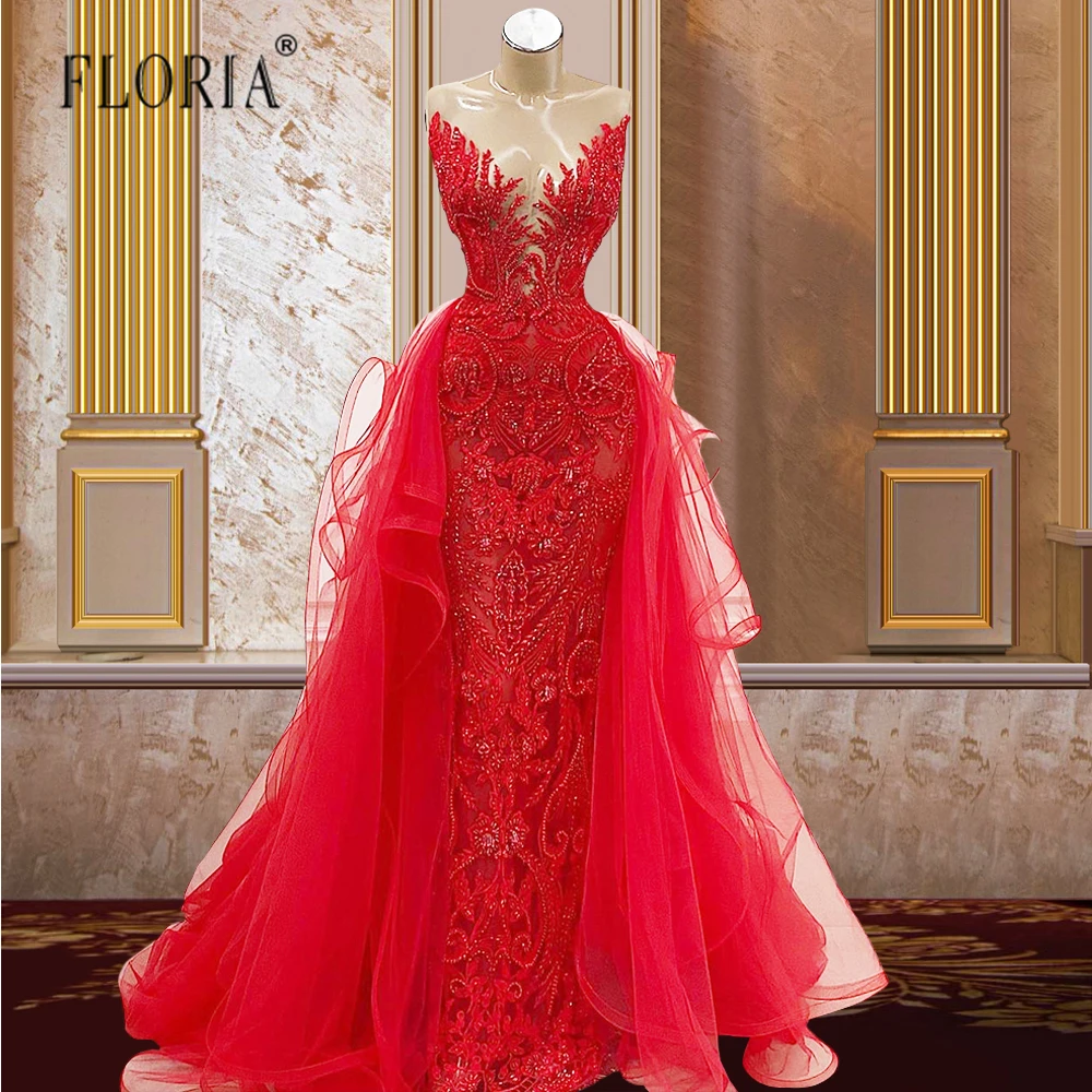 Robe De Mariée 2 En 1 2 In 1 Deep V Neck Robe De Mariage With Detachable Train Luxury Ruffled  Organza Evening Dresses Women Formal Prom Gowns - Evening Dresses -  AliExpress