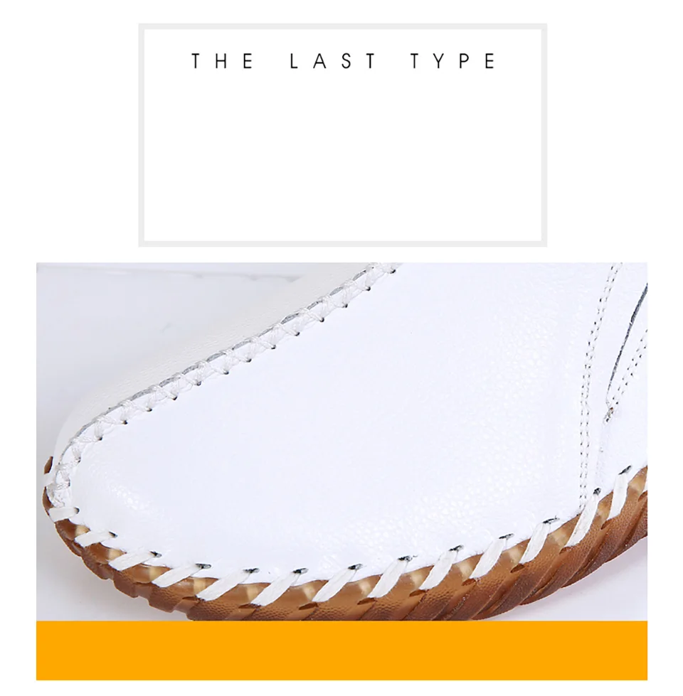 EOFK النساء الشقق أحذية من الجلد الحقيقي امرأة الأخفاف مريحة الدانتيل متابعة اليدوية الأبيض الصيف أحذية الباليه السيدات