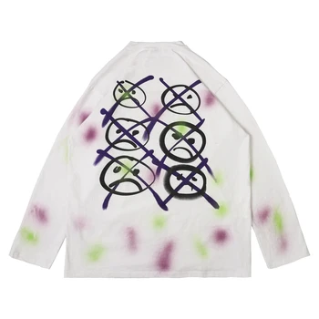 

Original Graffiti Hip Hop Summer Tshirts Men and Women Long Sleeve Loose Cotton Harajuku T Shirt Oversize Round Neck T-shirt