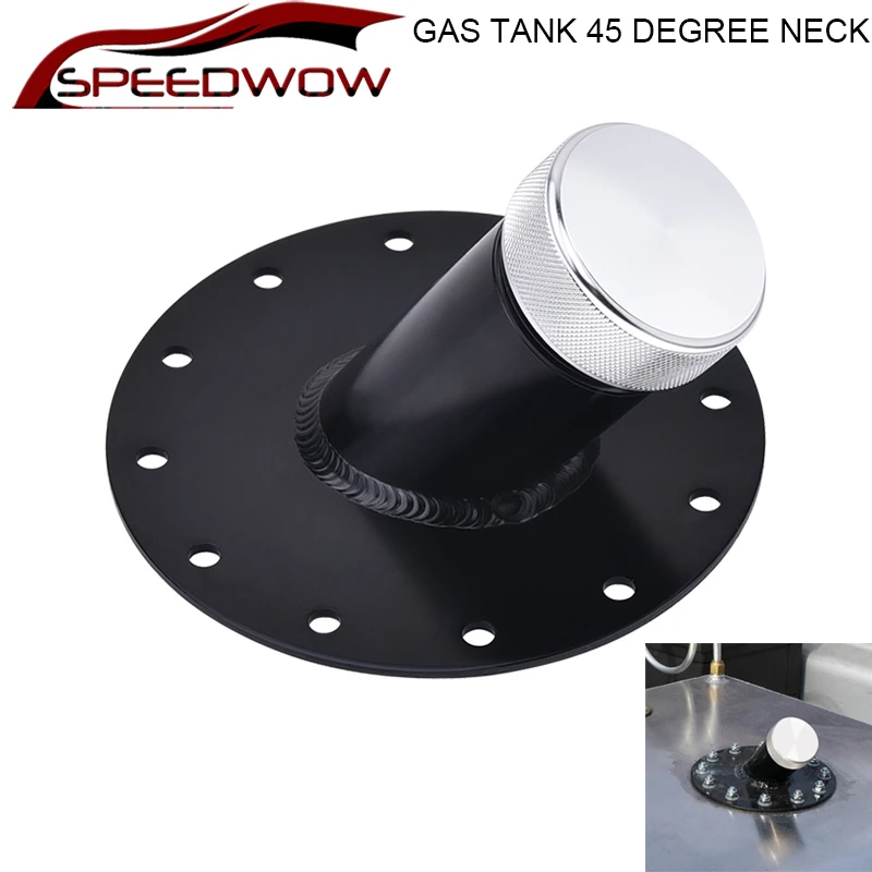 SPEEDWOW 45 Degree Car Gas Tank Neck Aluminum High Quality Fuel Cell Black | Автомобили и мотоциклы