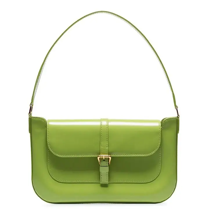 Solid color green Крокодиловый узор, женская сумка на плечо, натуральная кожа, женская сумка \ сумки, элегантная, простая, Ретро стиль, Воловья кожа, женская сумка-тоут~ 19B33 - Цвет: Solid color green