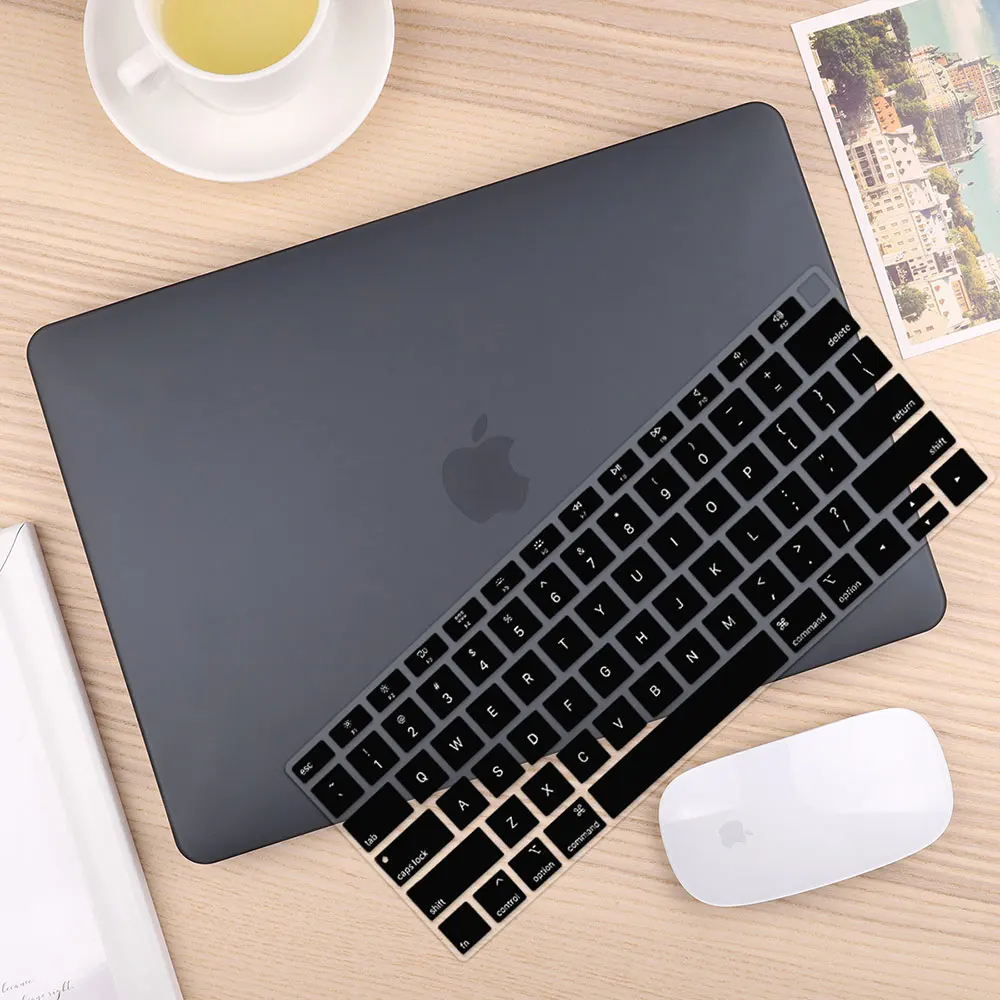 Чехол для ноутбука 4 в 1 для MacBook Air 11, 13 дюймов и Pro retina 13,3, 15,,,, кристально Матовый Жесткий чехол для клавиатуры - Цвет: Matte Black