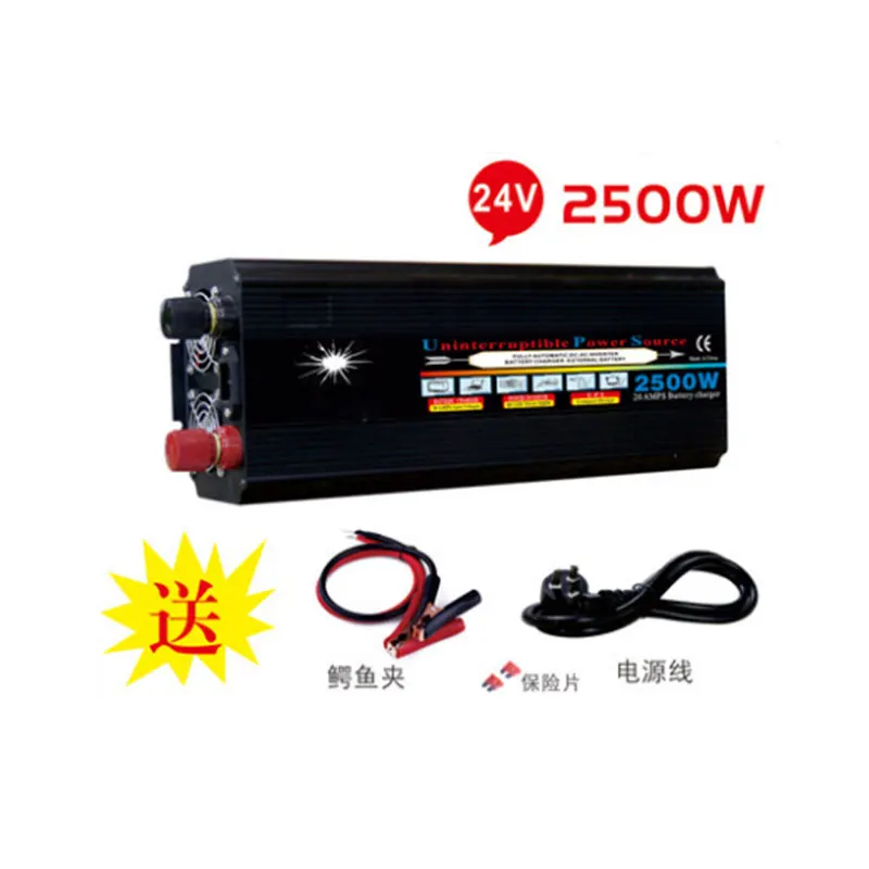 12V 24V до 220V AC высокомощный умный Инвертер автомобильные наружные источники бесперебойного питания инвертор 3000w 5000w Солнечная система электромобиль - Цвет: 24V 2500W