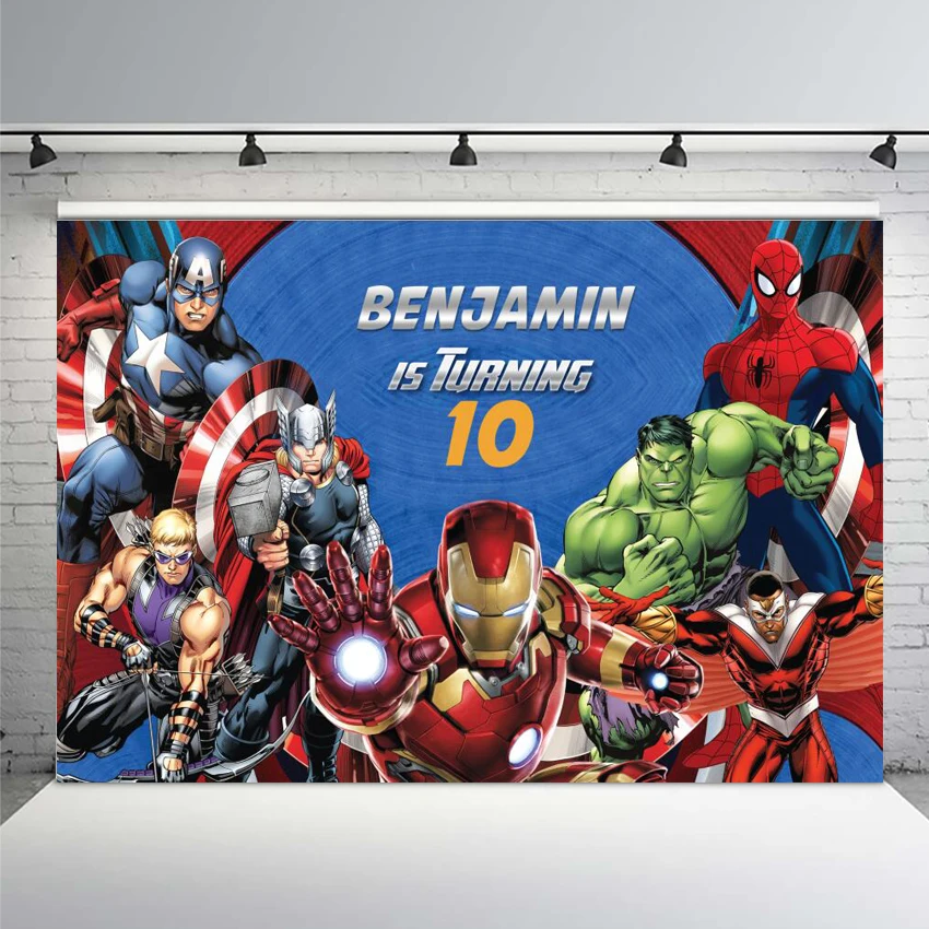 

Comics Superhero Avengers Spiderman Photography Backdrop Children 1st Birthday Photo Backdrop Prop Studio Backdrop Background