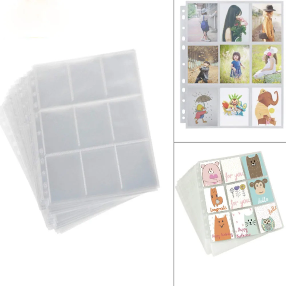 9-Card Protector Sleeves Pocket Gaming Trading Card Album Pages Binder Tarrot Card Sheets For Stickers Stamps Page Storage