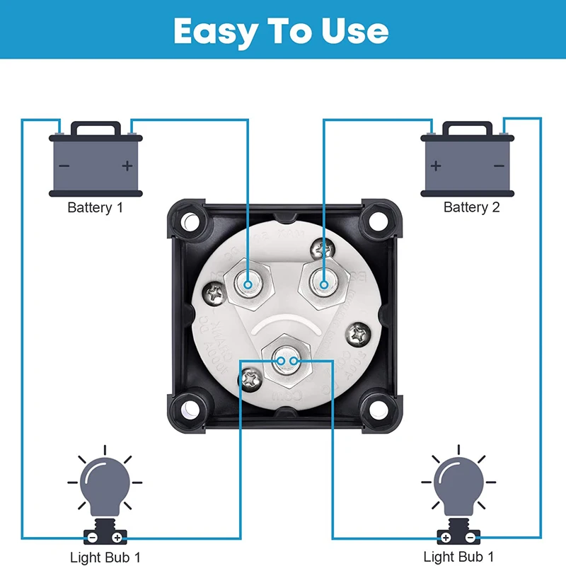 1-2-Both-Off Selector Battery Isolator Switch 12V/24V/48V 200A for Marine Boat Rv Vehicles 4 Position