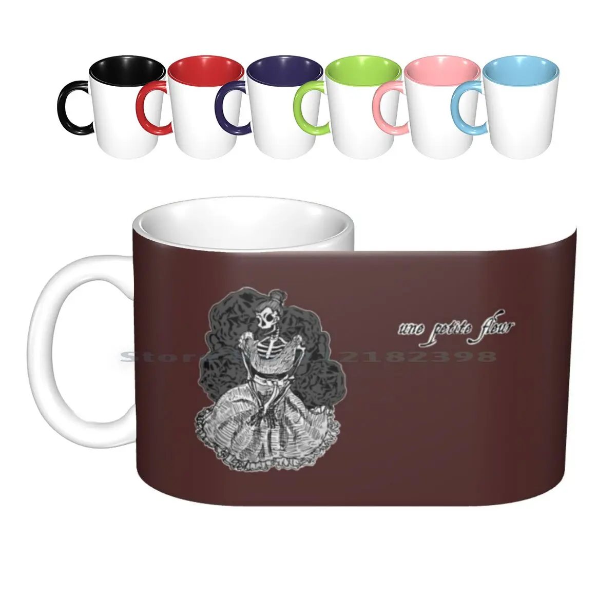 Une Petite Fleur-Tender Tazze In Ceramica Tazze Da Caffè Tazza Da Tè Al Latte Morbus Bianco E Nero Scheletro Fiori Scuri Spaventosi Secchi