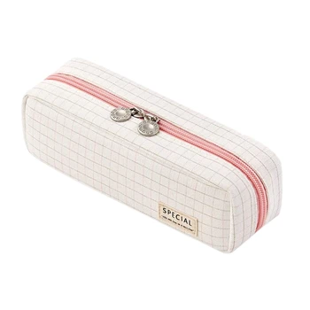 

Pencil Case Grid Pencil Pouch with Compartments Stationery Bag Pencil Bag for Students Art School and Office Supplies