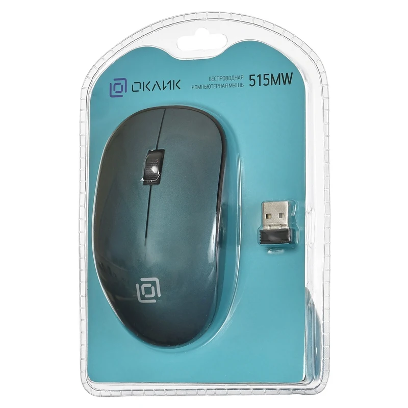 Мышь Oklick 515MW черный/зеленый оптическая(1200dpi) беспроводная USB(2but