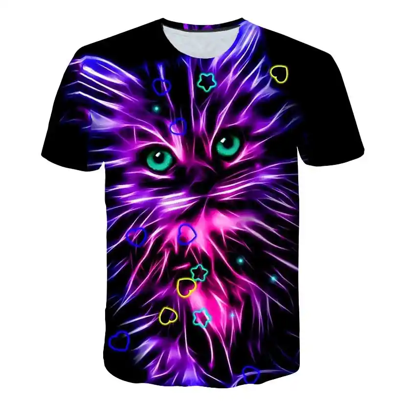 21新クールファッションメンズと女性の3d猫tシャツ夏半袖tシャツ服猫3d印刷動物tシャツ Tシャツ Aliexpress