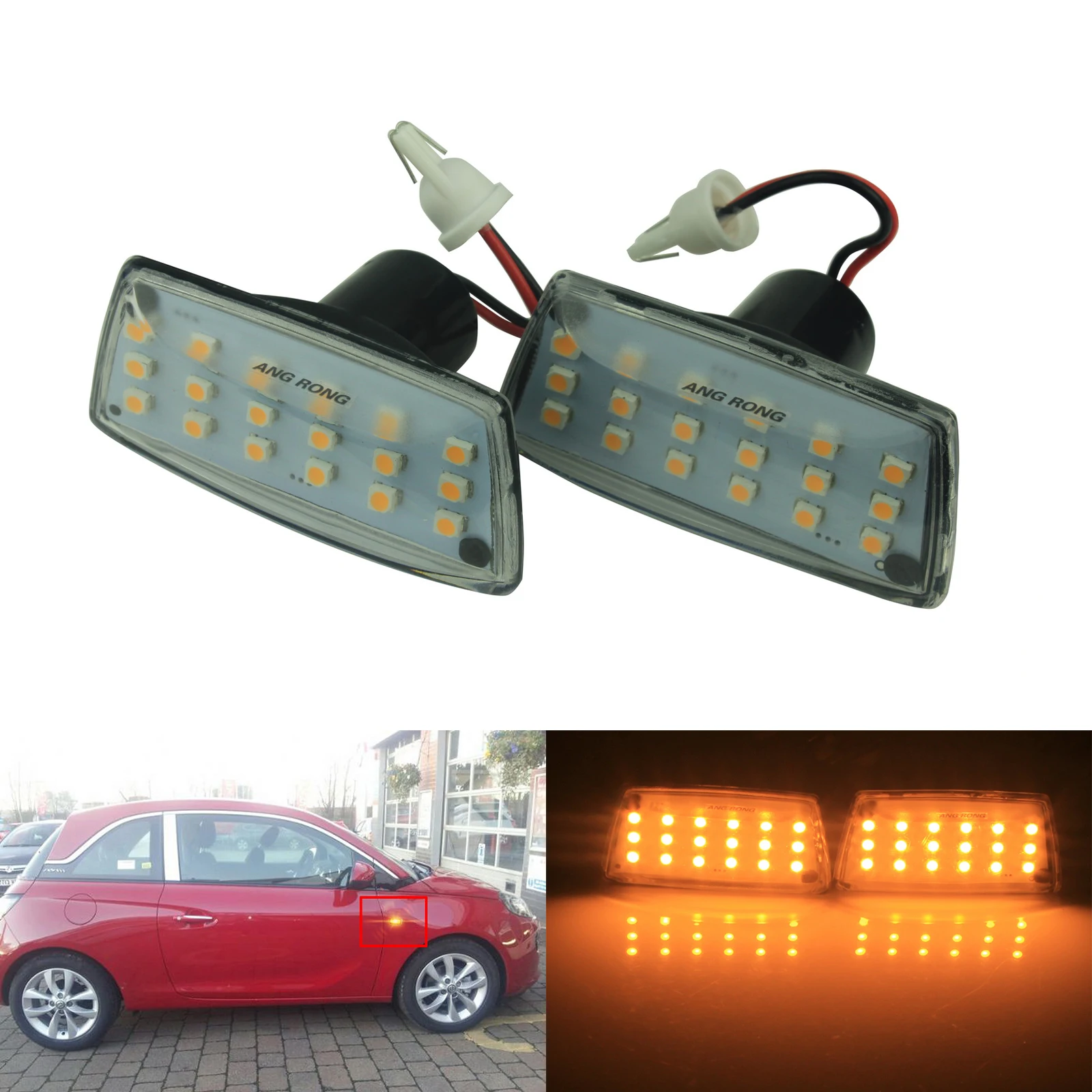 ANGRONG 2x Side Indicator LED Repeater Light Lamps For Opel Vauxhall Adam Astra Corsa Zafira |