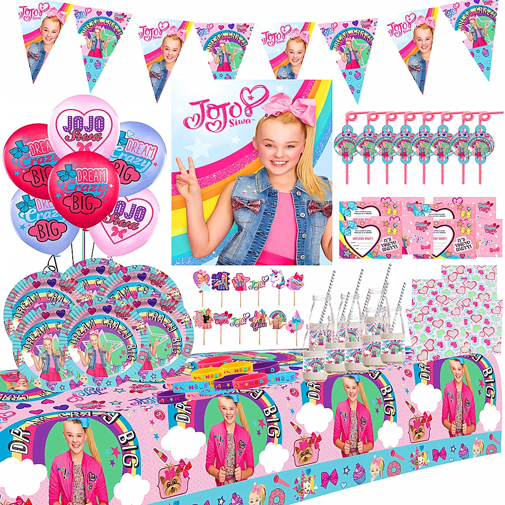 Jojo Siwa Party Supplies Favors Set Jojo Siwa Napkins Plates Tablecloth Cups Knives Forks Spoons