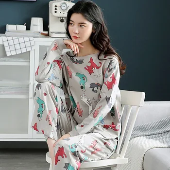 

New Product Pajamas for Women Pijamas Fall and Winter Long-sleeved Student Korean Pure Cotton Homewear Pijama Set Pyjamas Women