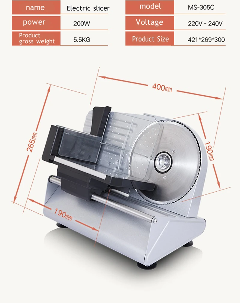 New Mini Electric Meat Slicer Lamb Roll  Beef Shredder Lamb Vegetable Meat Slicer Stainless Steel Shredder 110V 220V 2