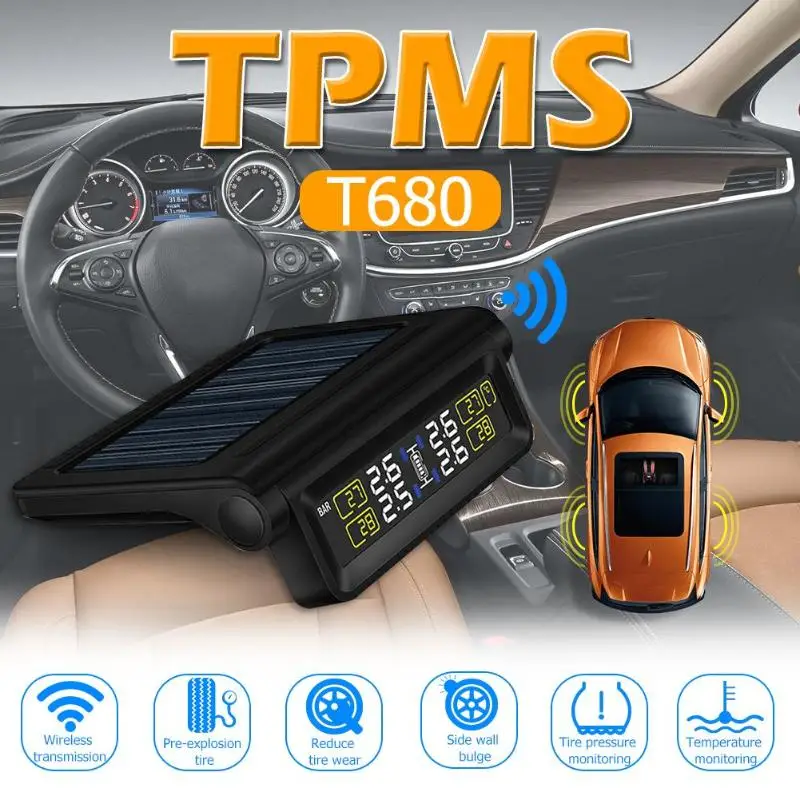 CAREUD T680 автомобильный TPMS датчик давления в шинах системы с 4 беспроводными датчиками