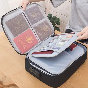 

Document Ticket Bag with Combination Lock Large Capacity Waterproof Home Travel