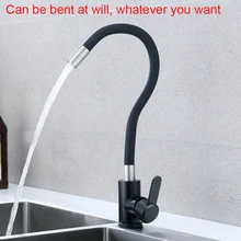 Stainless steel Matte Black Kitchen Faucet 360 Degree Rotation Deck Mounted Mixer Tap Change Shape Arbitrarily Kitchen Taps