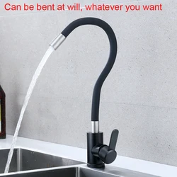 Stainless steel Matte Black Kitchen Faucet 360 Degree Rotation Deck Mounted Mixer Tap Change Shape Arbitrarily Kitchen Taps