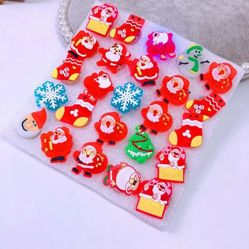 25pc Creative Christmas Decoration LED Flash Brooch Badge Children's Toys Gift Y5GB
