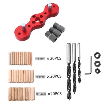 

Pocket Hole Jig Set Drilling Locator Woodworking Straight Hole Self Centering Drill Guide for Carpenter with 6/8/10mm Bushings