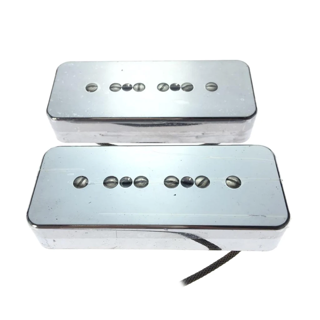 2pcs P90 Soap-bar Pickup 50/52mm Pole Spacing Silver for Electric Guitar Parts