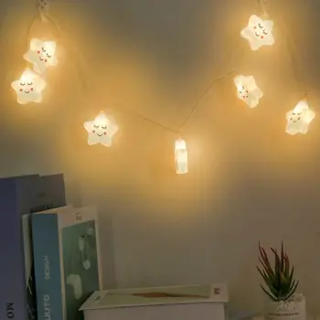 

10 LED Smiley Stars Decorative String Lights Cute Night Lamp Kid's Room for LED