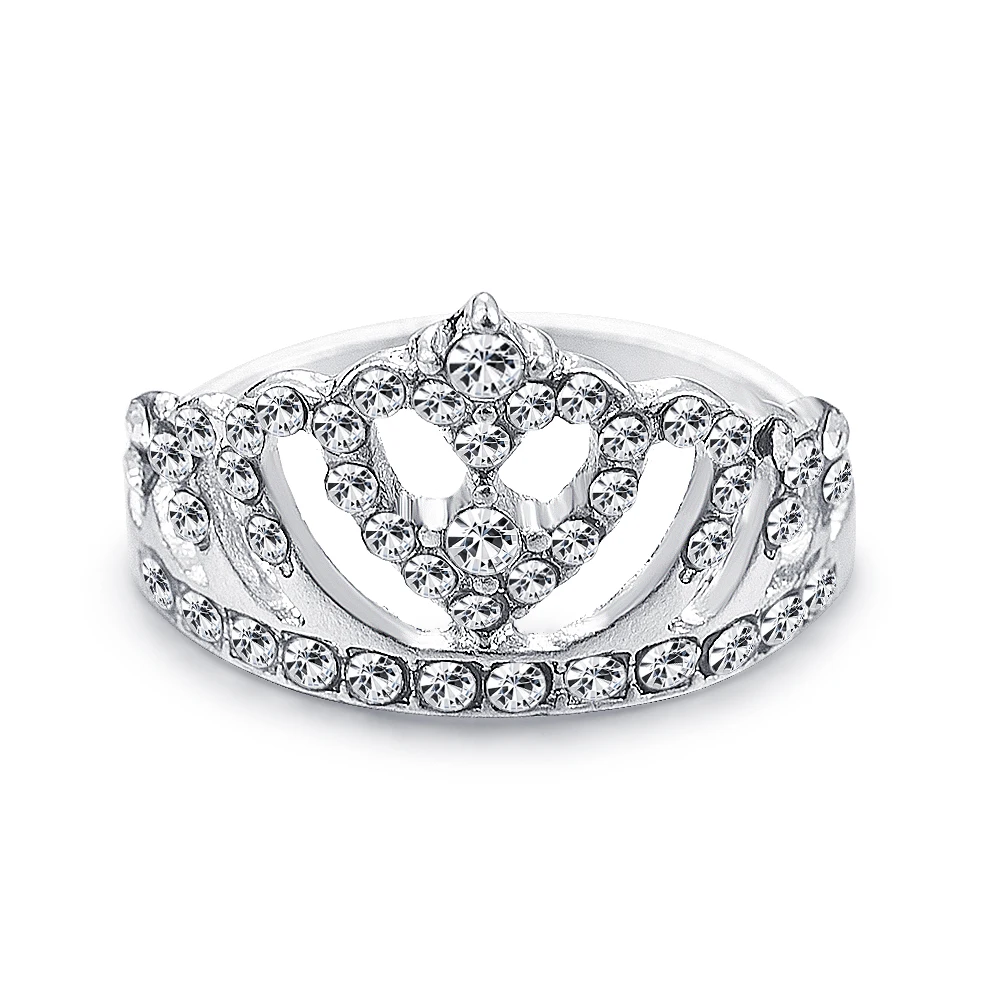 Новые модные серебряные кольца с кристаллами из страз для женщин и девушек Свадебные вечерние кольцо ювелирных изделий Кольцо