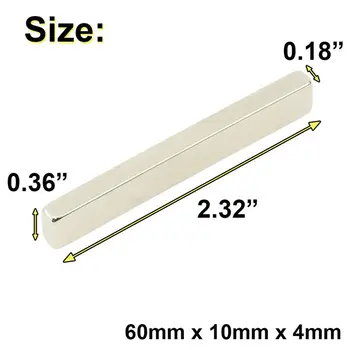 

New 12x Powerful Neodymium Thin Bar Magnets, Rare-Earth Metal Neodymium Magnet, N45, Incredibly Strong 33+ LB Strength - 60 X 10