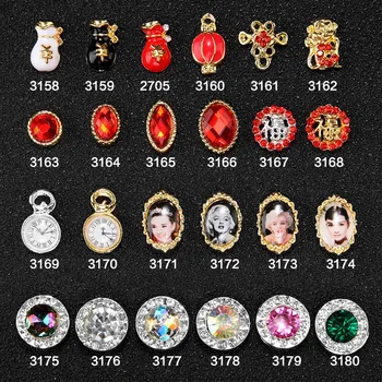 

10pcs New Crystal Colourful Nail Rhinestone Alloy Nail Art Decorations DIY Glitter Vintage Style Nail Jewelry Manicure Supplies