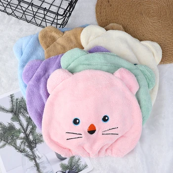

1pc Shower cap Cartoon Hair Turban Quickly Dry Hair Hat Breathability Polyester Hair Turban Wrapped Towel Cap Towel Dry Hair Hat