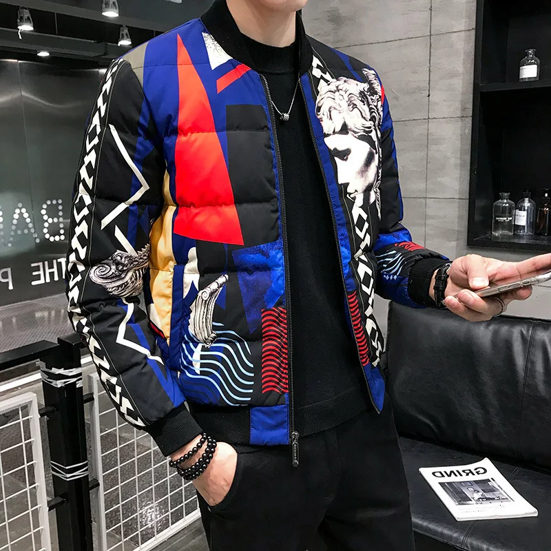 

Printing White Duck Men Jackets Winter Male Casual Down Jacket Coat Warm Parka 5XL