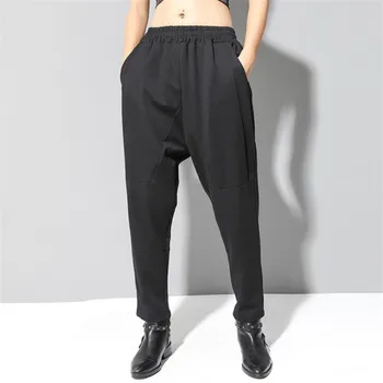 

Thicken Women Streetwear in winter autumn Solid Colour Elastic Waist Harem pants Woman Cropped trousers women Loose pantolon