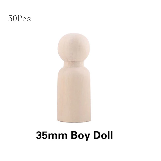 35mm Boy 50 шт. 35-65 мм деревянные колышки для кукол DIY игрушки Неокрашенная ручная работа деревянная колышка Кукла рождественские подарки Дети DIY игрушки бытовые товары - Цвет: 35mm Boy