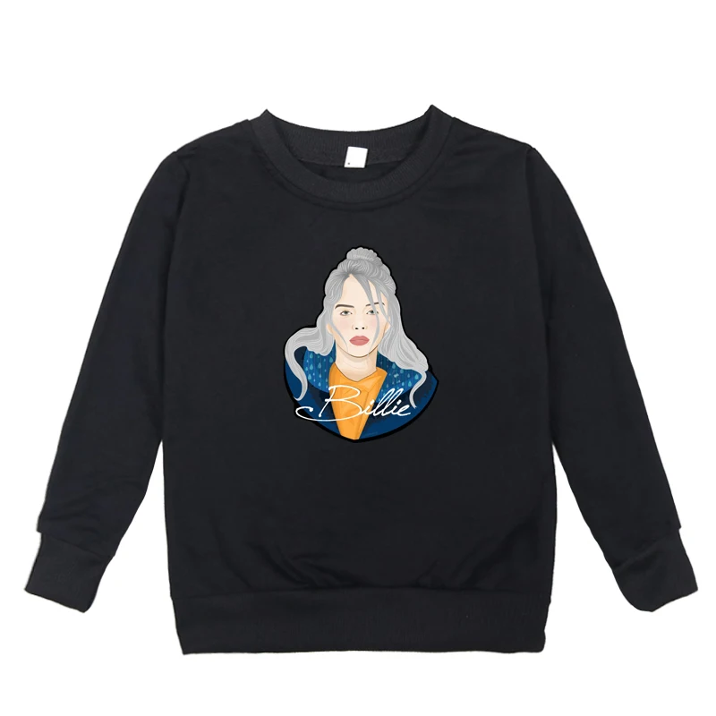 Billie Eilish/толстовки с капюшоном; теплая зимняя детская одежда с длинными рукавами для мальчиков; сезон весна-осень; Детский свитер с длинными рукавами