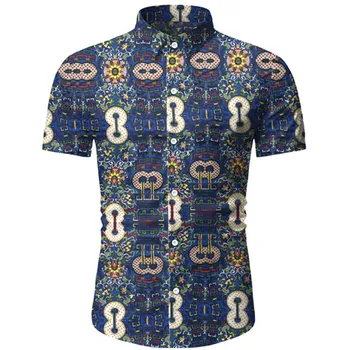

2020 Summer Fashion New Men's Casual Boutique Short Sleeve Flower Shirt / Men's Slim Lapel Floral Beach Vacation Shirt
