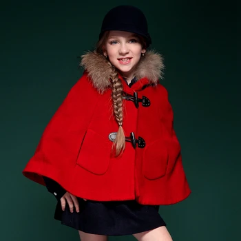 

Girls Wool Coat Outerwear Trench Flower Side Bowknot Fancy Girl Dress Coat Winter Princess Solid Wool Kids Clothing 5 10Y 4C0587