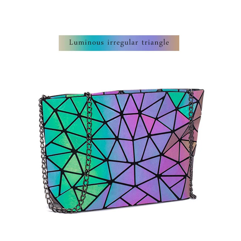 irregular triangle DIOMO сумка-мессенджер женская сумка на цепочке модная светящаяся Геометрическая Сумка-слинг женская сумка на ремне через плечо женская сумка - Цвет: irregular triangle