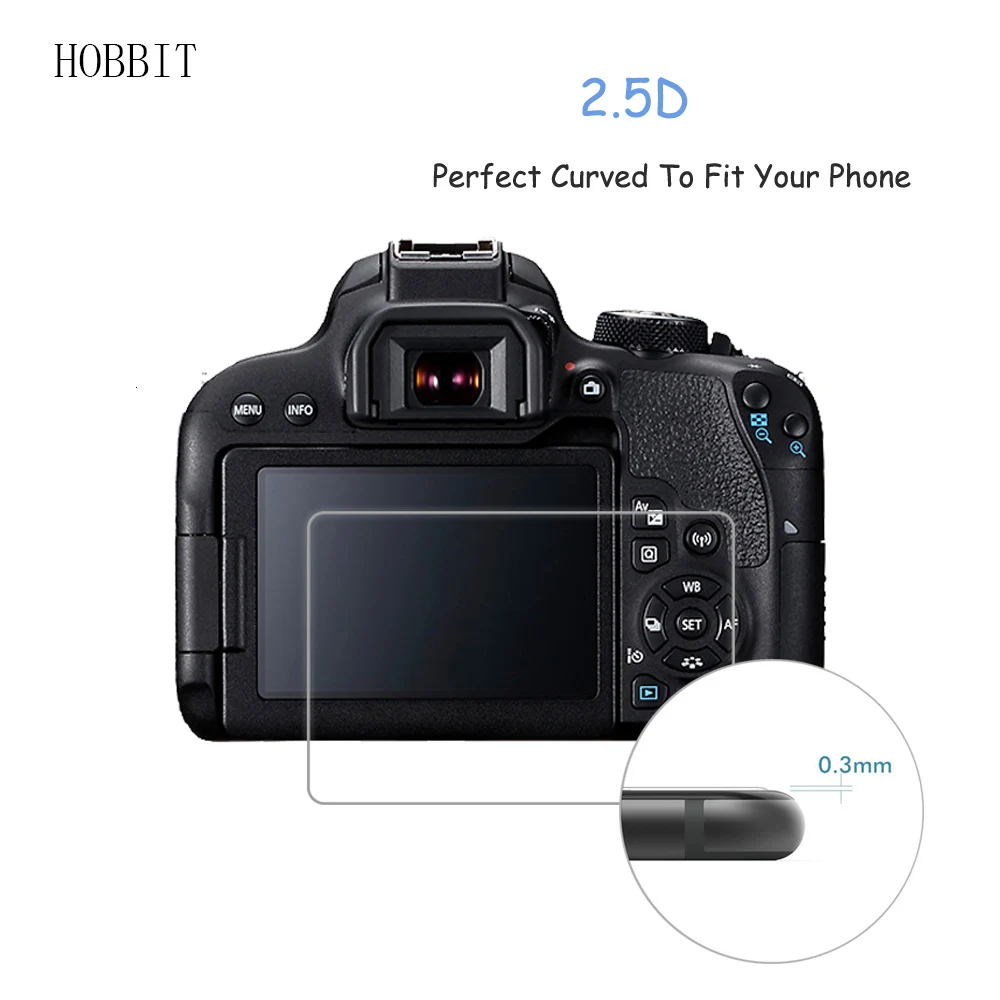 2 упаковки для Canon EOS 800D DSLR камера 0,3 мм 2.5D 9H прозрачное Закаленное стекло Защитная пленка для цифровой камеры ЖК-дисплей против царапин