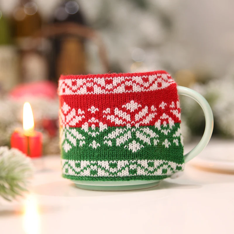 Natale 2019 НОВАЯ РОЖДЕСТВЕНСКАЯ декоративная Вязаная Шерстяная крышка для чашки