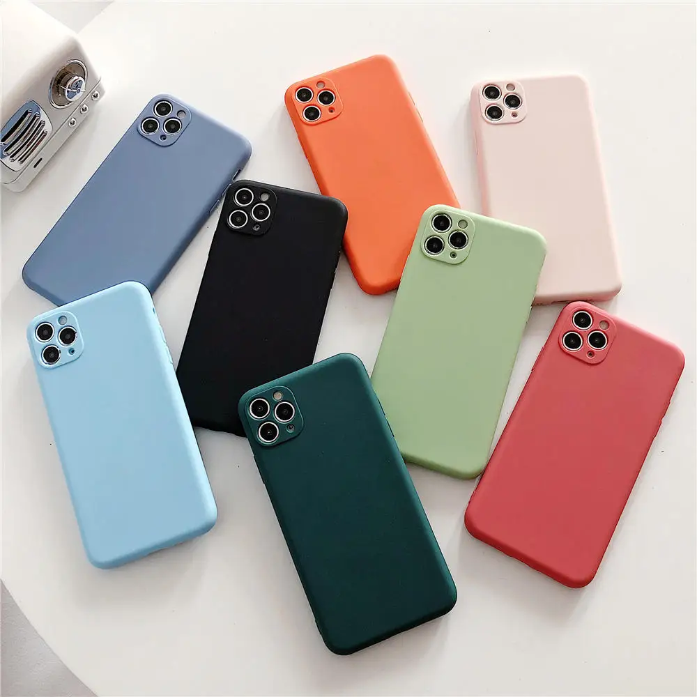 

Candy Camera Protection Phone Case For iphone 11 Pro Max 7 8 Plus X XR XS Max Case Solid Color Silicone Soft TPU Back Cover