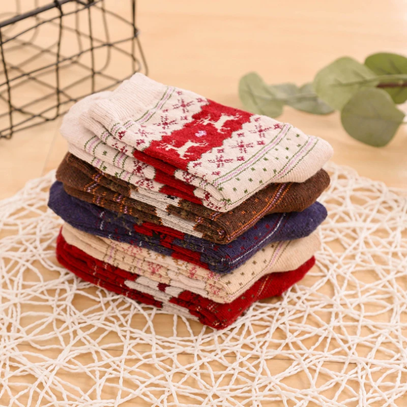 Рождественские женские носки с принтом оленей Harajuku зимние носки теплая хлопковая шерсть женские носки