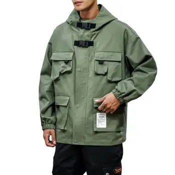 

Men Japanese Streetwear Multi-Pocket Cargo Jacket coat 2019 Autumn Vintage Mens Cotton Jacket Casual Overalls Male Jacket w83