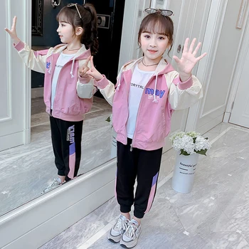 

Kids Costume Teen Girls Clothing Set 2020 Spring autumn jacket + Pants Suit School Girls Tracksuit Kids Clothes Set 10 12 Years