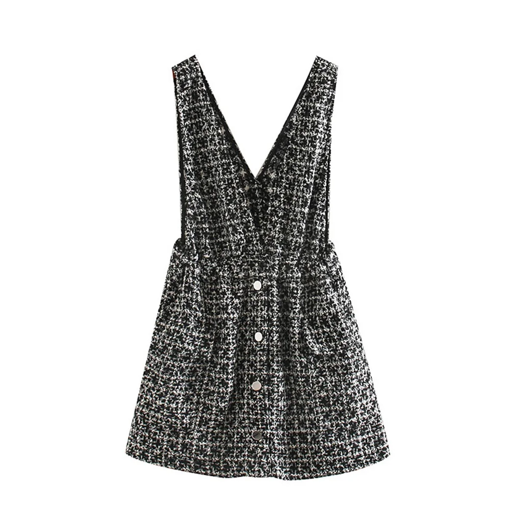 Женское мини платье с глубоким V образным вырезом без рукавов|Платья| |