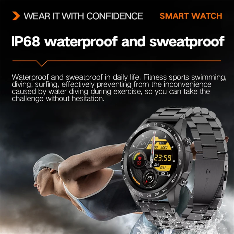LIGE - Reloj inteligente para hombre, accesorio de pulsera resistente al agua IP68, con llamadas, Bluetooth, completamente táctil, rastreador de Fitness y presión arterial, 2021 - Imagen 6